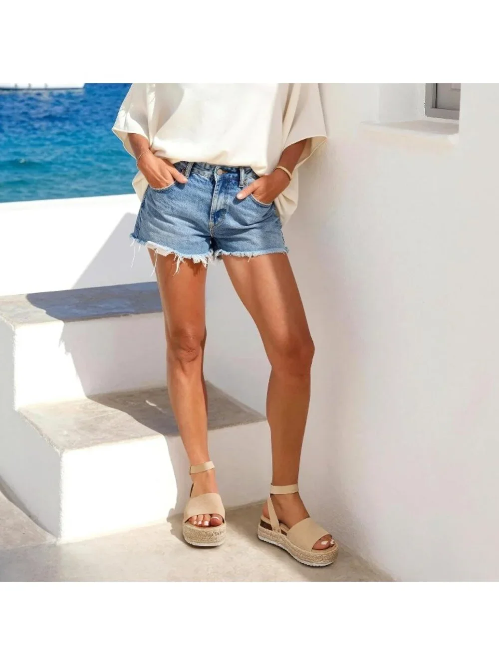 Women's Nude Comfortable Platform Espadrilles Ankle Strap Wedge Sandal Shoes